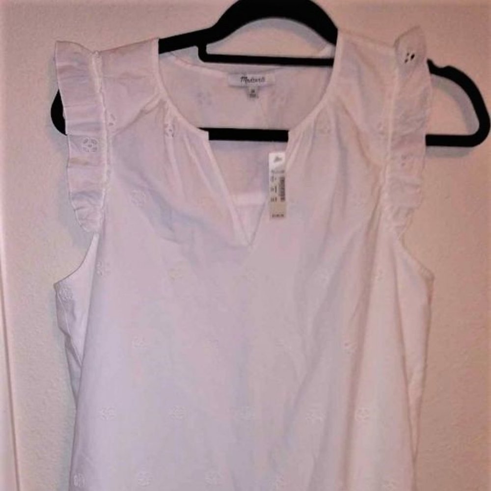 Madewell White Cotton Sleeveless Dress sz M